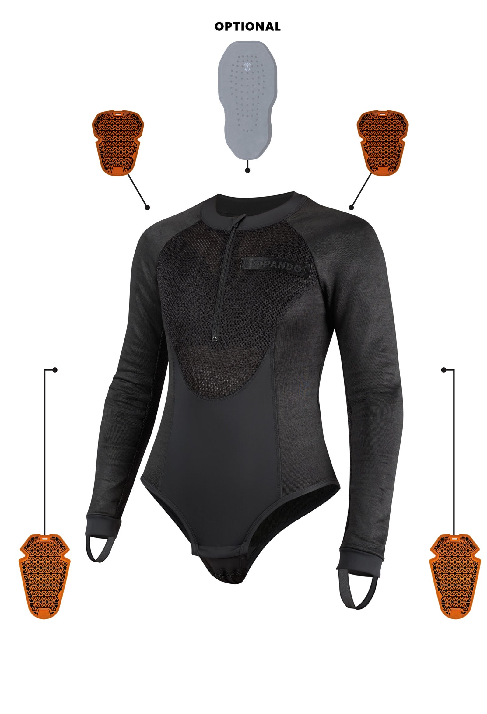 Pando Moto Bia AAA Ladies Protective Body - Black - Salt Flats Clothing