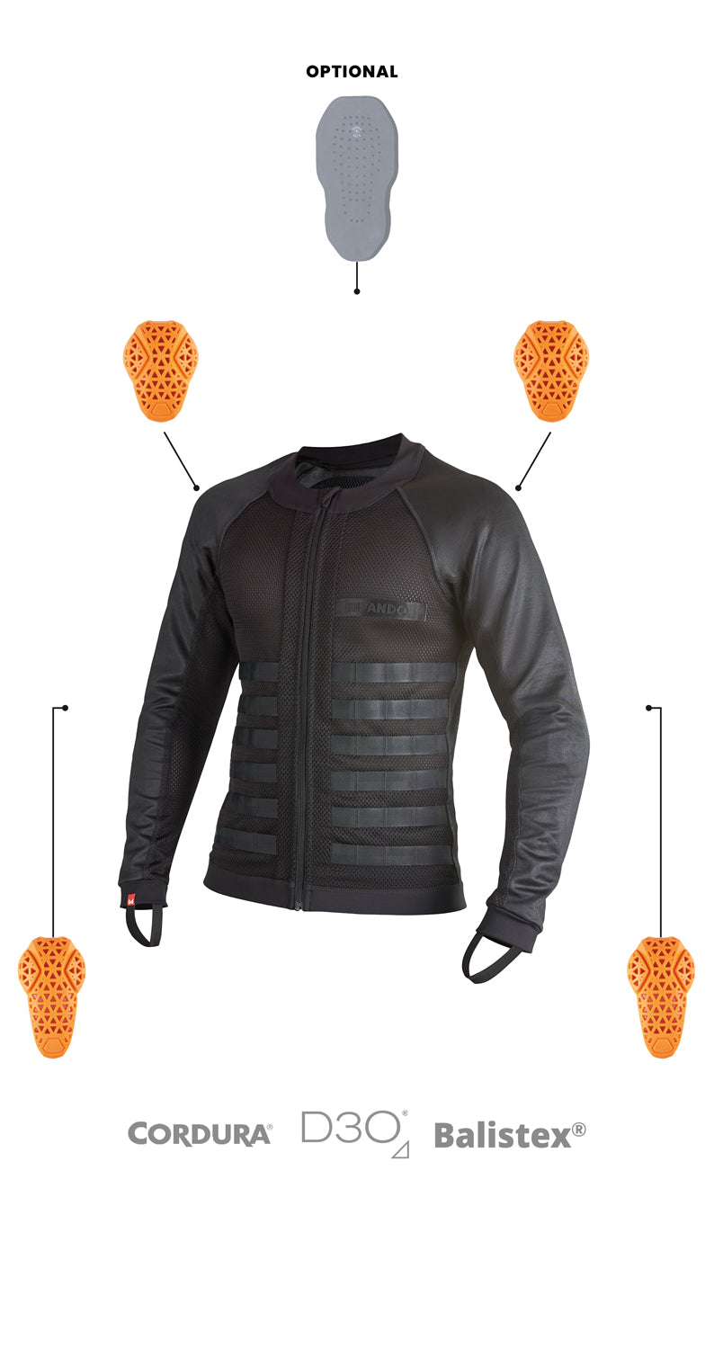 Pando Moto Commando UH Men's Protetive Under Shirt - Black - Salt Flats Clothing