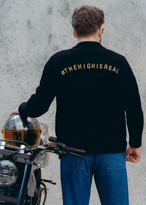 Hedon Knit #THEHIGHISREAL Zip Jacket - Black Salt Flats Clothing