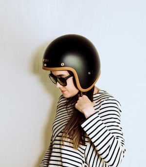 Hedon Hedonist ECE 06 Open Face Motorcycle Helmet - Stable Black - Salt Flats Clothing