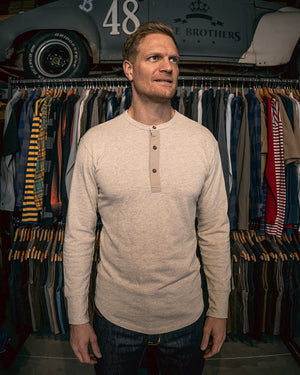 Pike Brothers 1927 Henley Shirt - Ecru Melange - Salt Flats Clothing