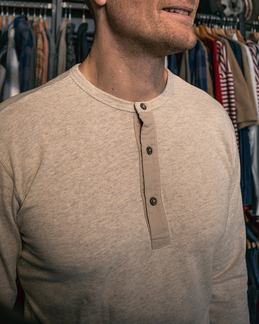 Pike Brothers 1927 Henley Shirt - Ecru Melange - Salt Flats Clothing