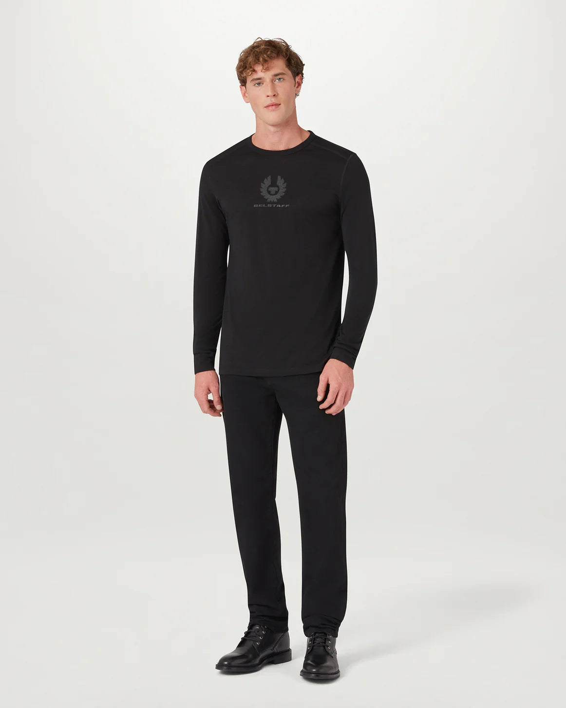 Belstaff Long Sleeve Men's Merino Base Layer - Black - Salt Flats Clothing
