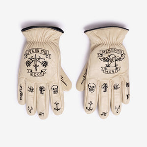 MacLeod Motor Co Memento Mori Gloves - Cream - Salt Flats Clothing