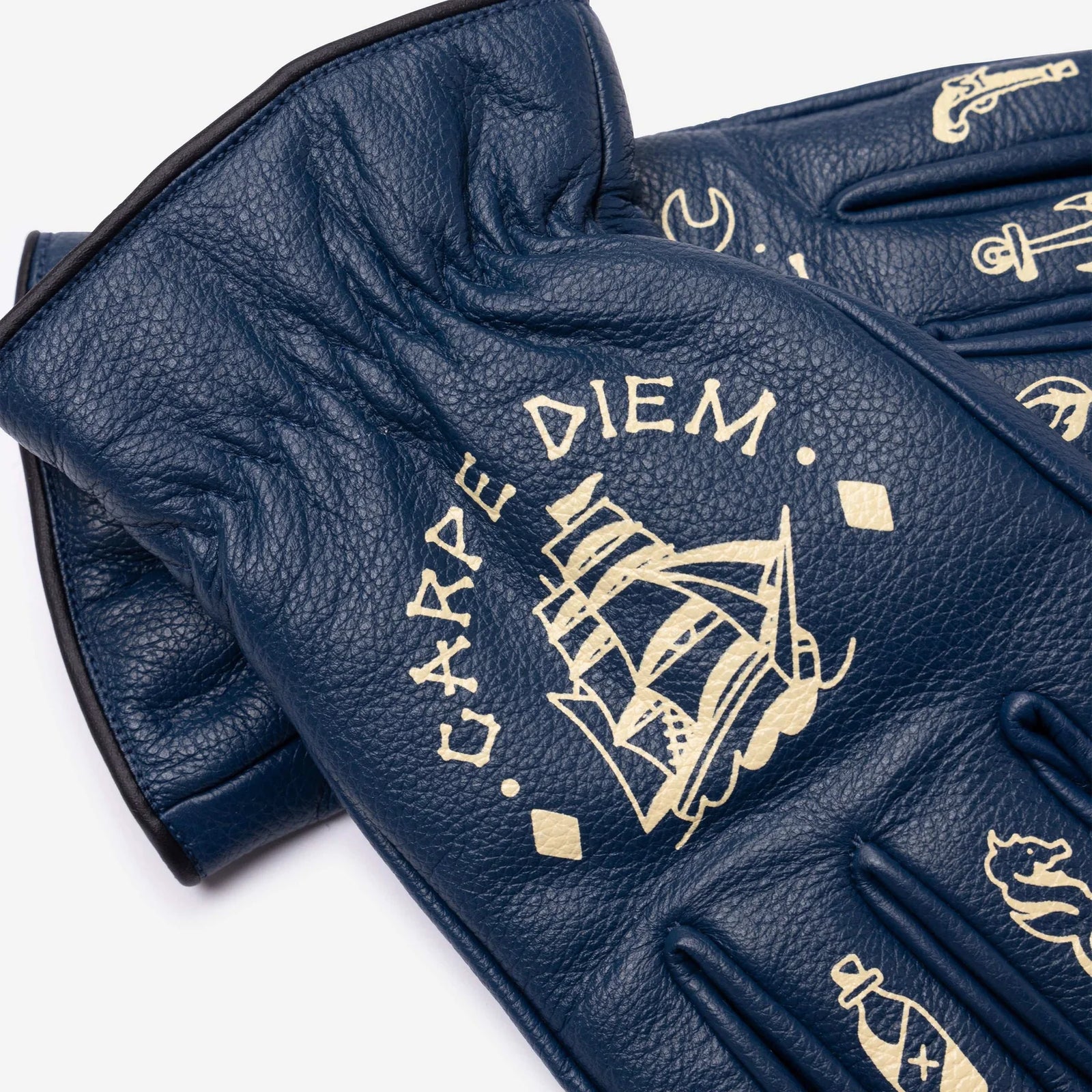 MacLeod Motor Co Carpe Diem Gloves - Blue - Salt Flats Clothing
