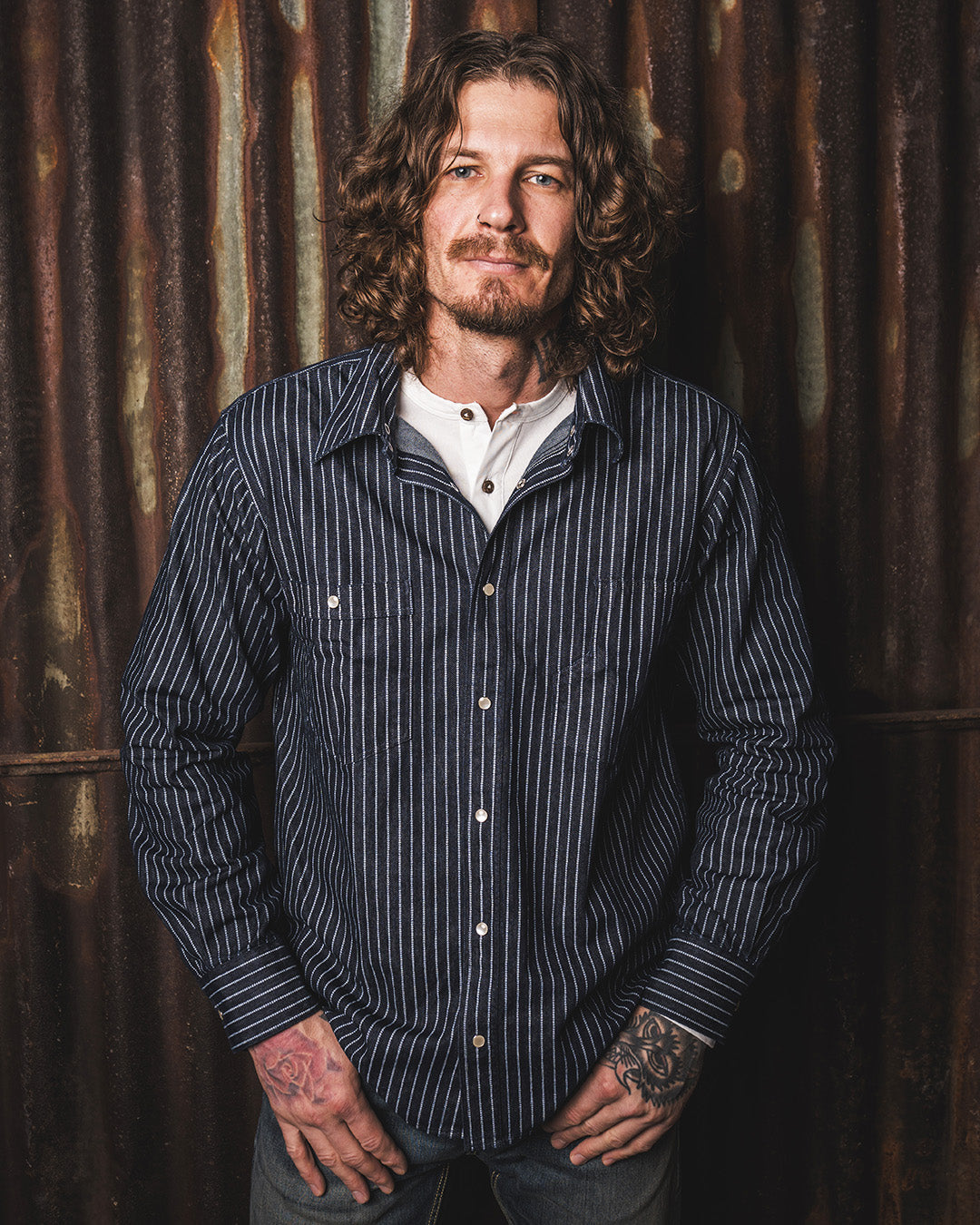 Pike Brothers 1937 Roamer Shirt - Blue Wabash Denim - Salt Flats Clothing