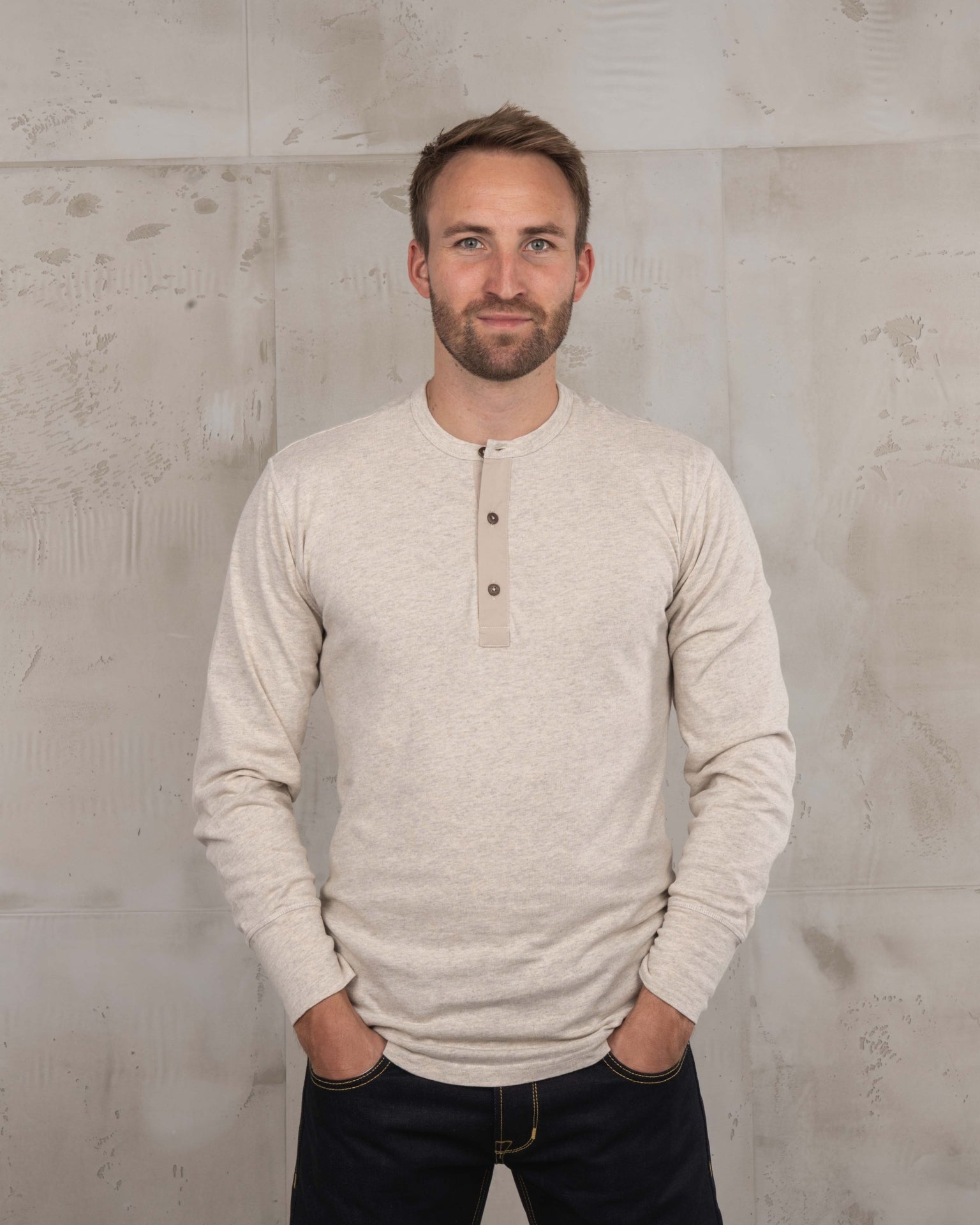 Pike Brothers 1927 Henley Shirt - Ecru Melange - Salt Flats Clothing
