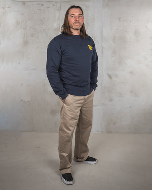 Pike Brothers 1945 Logo Sweater - Navy - Salt Flats Clothing