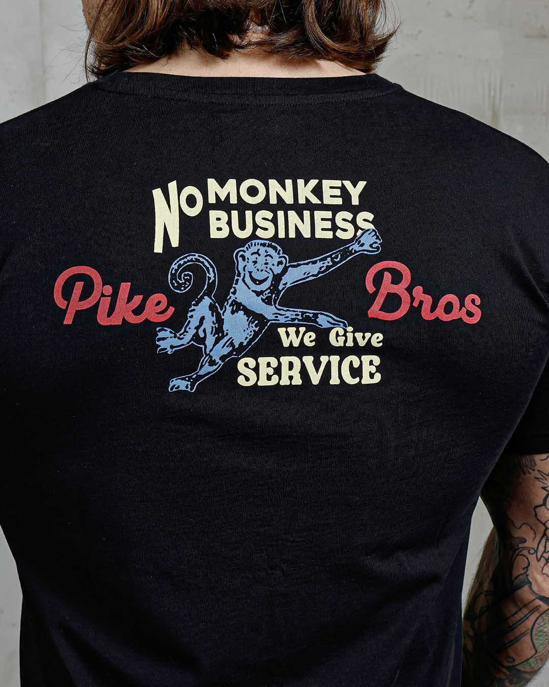 Pike Brothers 1969 Sports No Monkey Business Men's T'Shirt - Black - Salt Flats Clothing