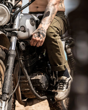 Riding Culture Men's Cargo Motorcycle Trousers - Olive - Salt Flats Clothing