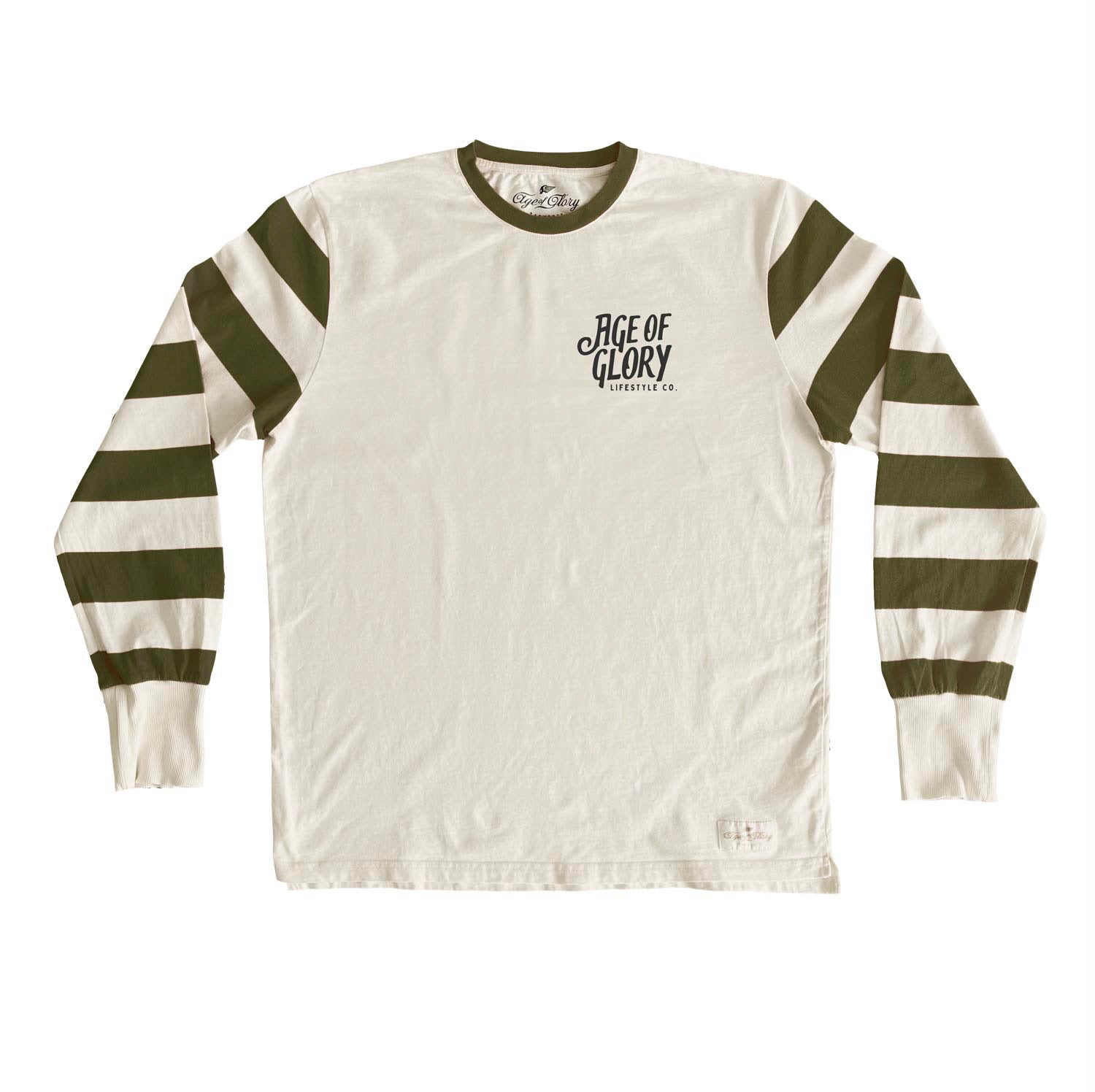 Age of Glory Riding Strong Long Sleeve T'Shirt - Ecru/Green - Salt Flats Clothing