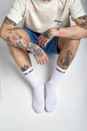 Pando Moto Brake Socks - White - Salt Flats Clothing