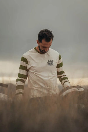 Age of Glory Riding Strong Long Sleeve T'Shirt - Ecru/Green - Salt Flats Clothing
