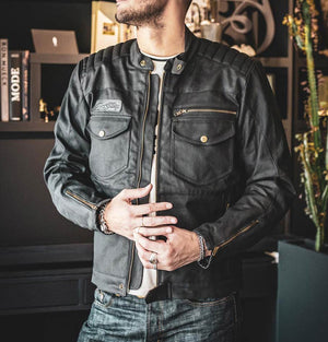 Age of Glory Worker Waxed Cotton Jacket - Black - Salt Flats Clothing