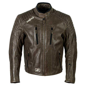 Garibaldi - Garibaldi Bullrider Vintage Brown Leather Mens Motorcycle Jacket - Men's Jackets - Salt Flats Clothing
