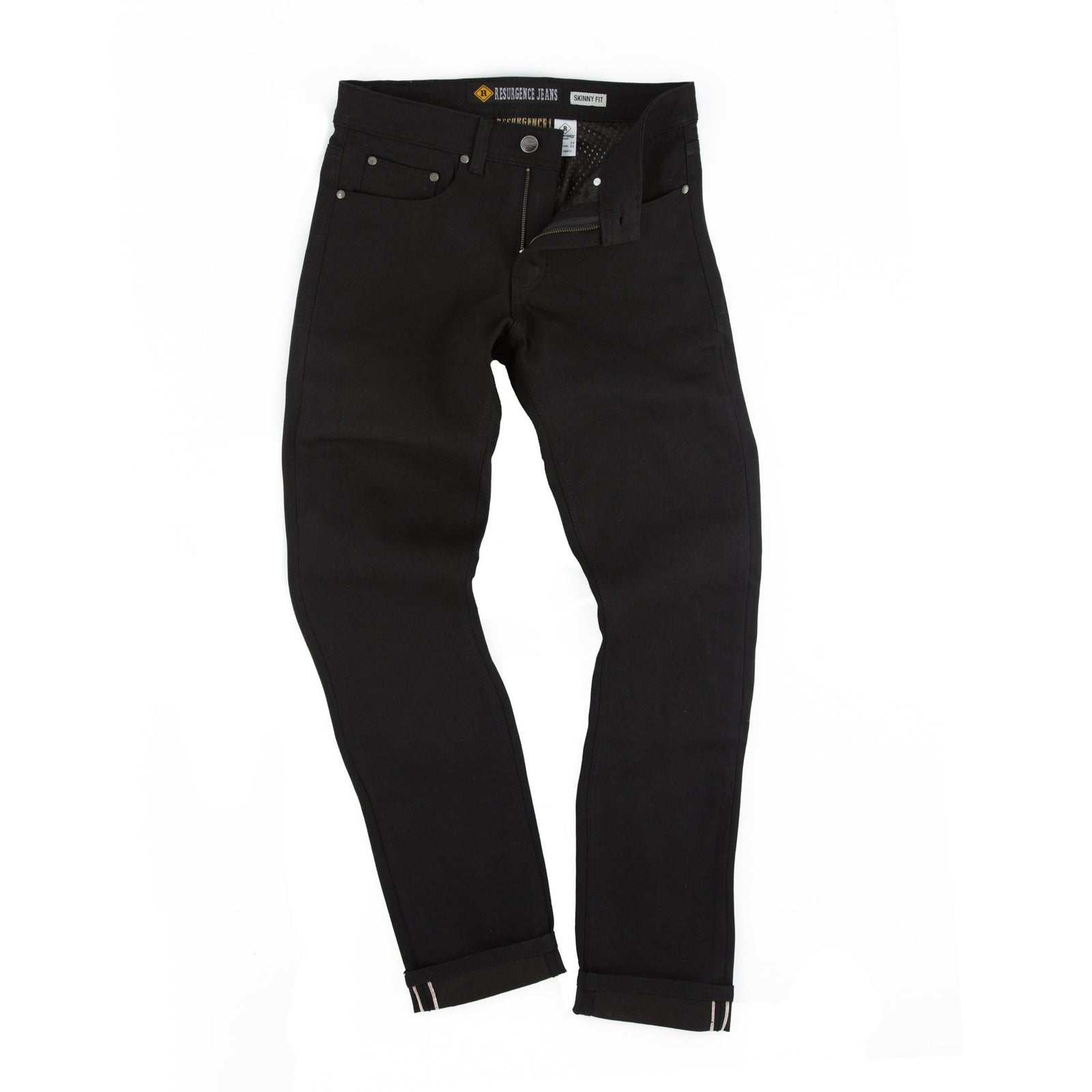 Resurgence Gear Inc. - Resurgence Gear® SKINNY Cafe Racer Men's BLACK Selvedge Protective Motorcycle Jeans - Men's Trousers - Salt Flats Clothing