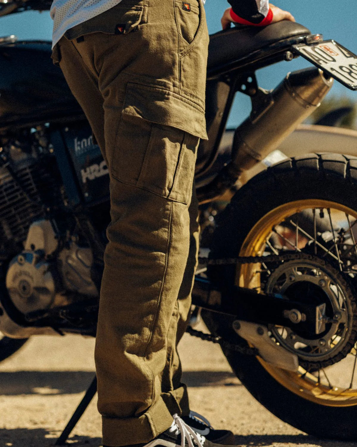 Riding Culture Men's Cargo Motorcycle Trousers - Olive - Salt Flats Clothing