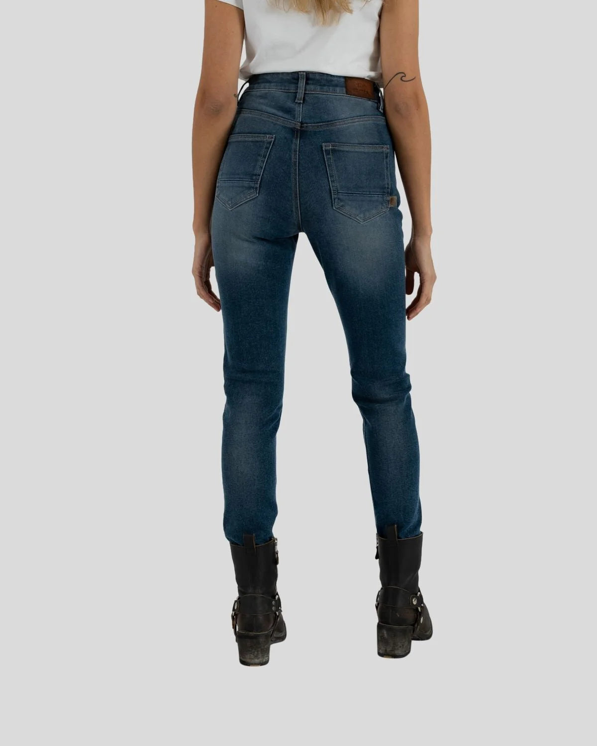 Rokker Rokkertech Ladies High Waist AA Motorcycle Jeans - Blue - Salt Flats Clothing