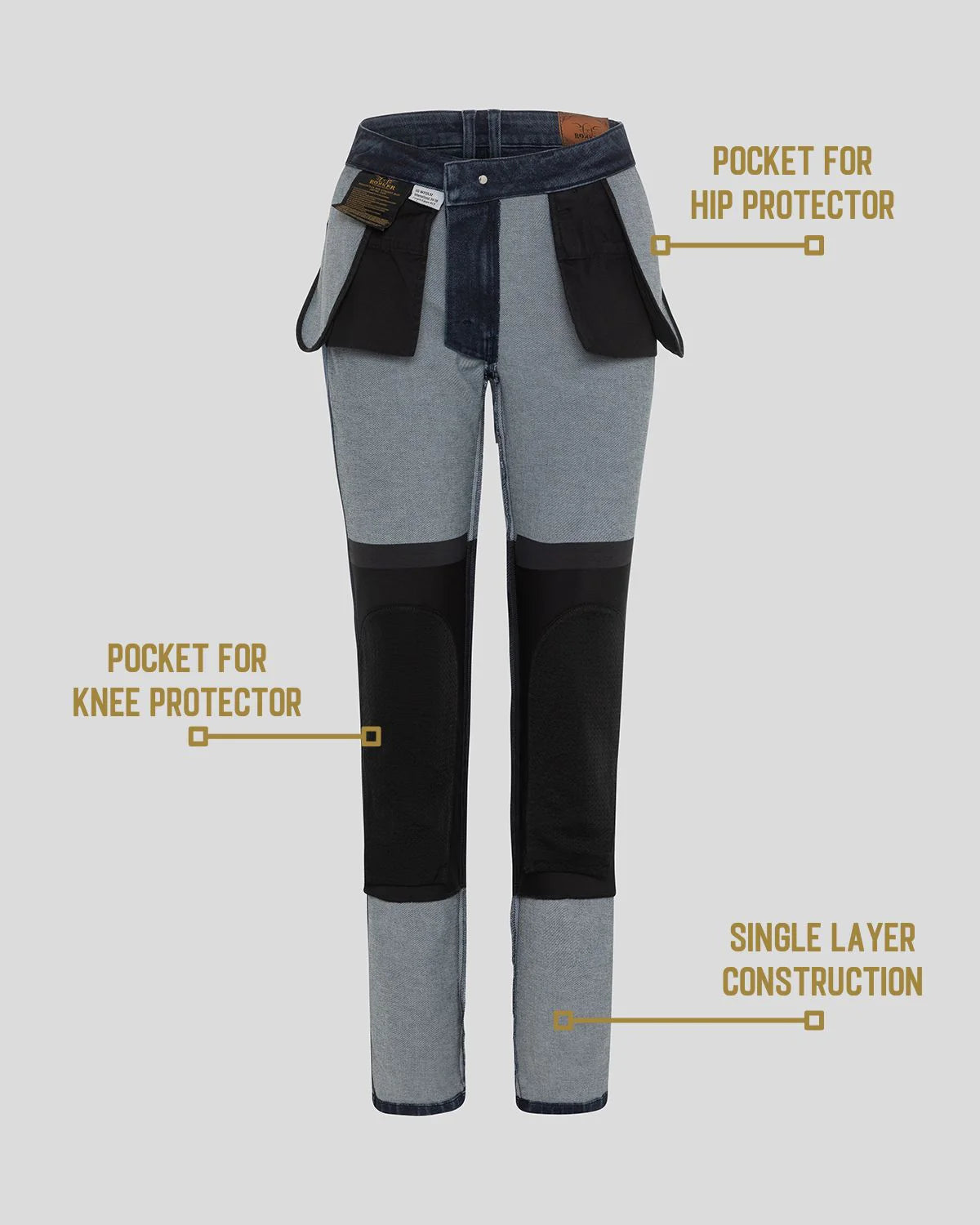 Rokker Rokkertech Ladies Mid-Rise Straight Motorcycle Jeans - Blue - Salt Flats Clothing