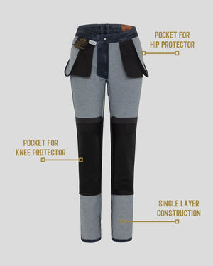 Rokker Rokkertech Ladies Mid-Rise Straight Motorcycle Jeans - Blue - Salt Flats Clothing