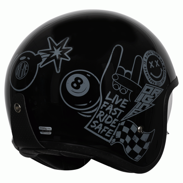 Origine Spirit 22.06 Open Face Helmet - Sticky Gloss Black - Salt Flats Clothing