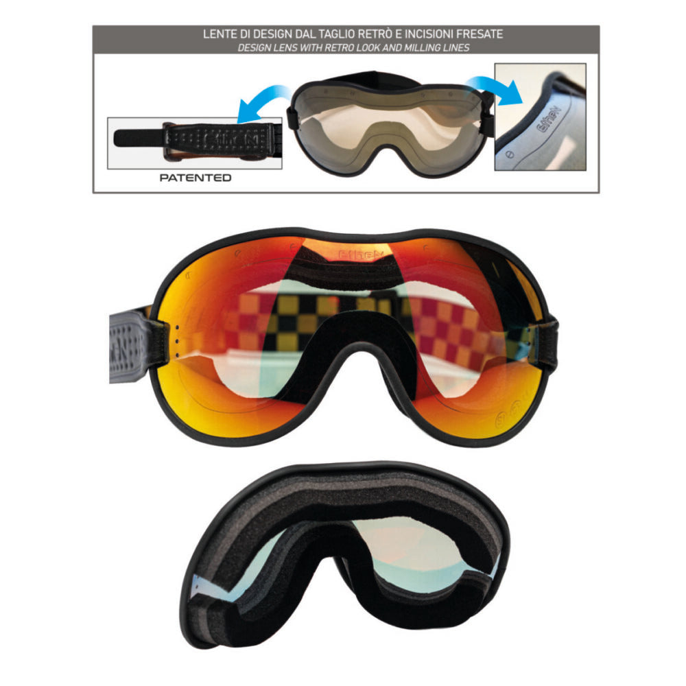 Ethen Cafe Racer Mirrored Goggles - Black White Checker