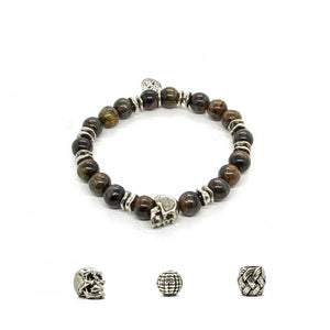 Black Pearl Creations Black Tiger & Pewter Skull Bracelet