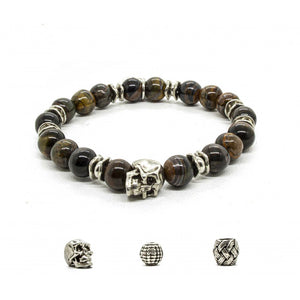 Black Pearl Creations Black Tiger & Pewter Skull Bracelet