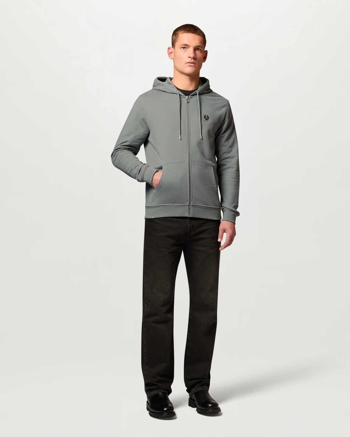 Belstaff Full Zip Men's Hoodie - Atlantic Grey - Salt Flats Clothing