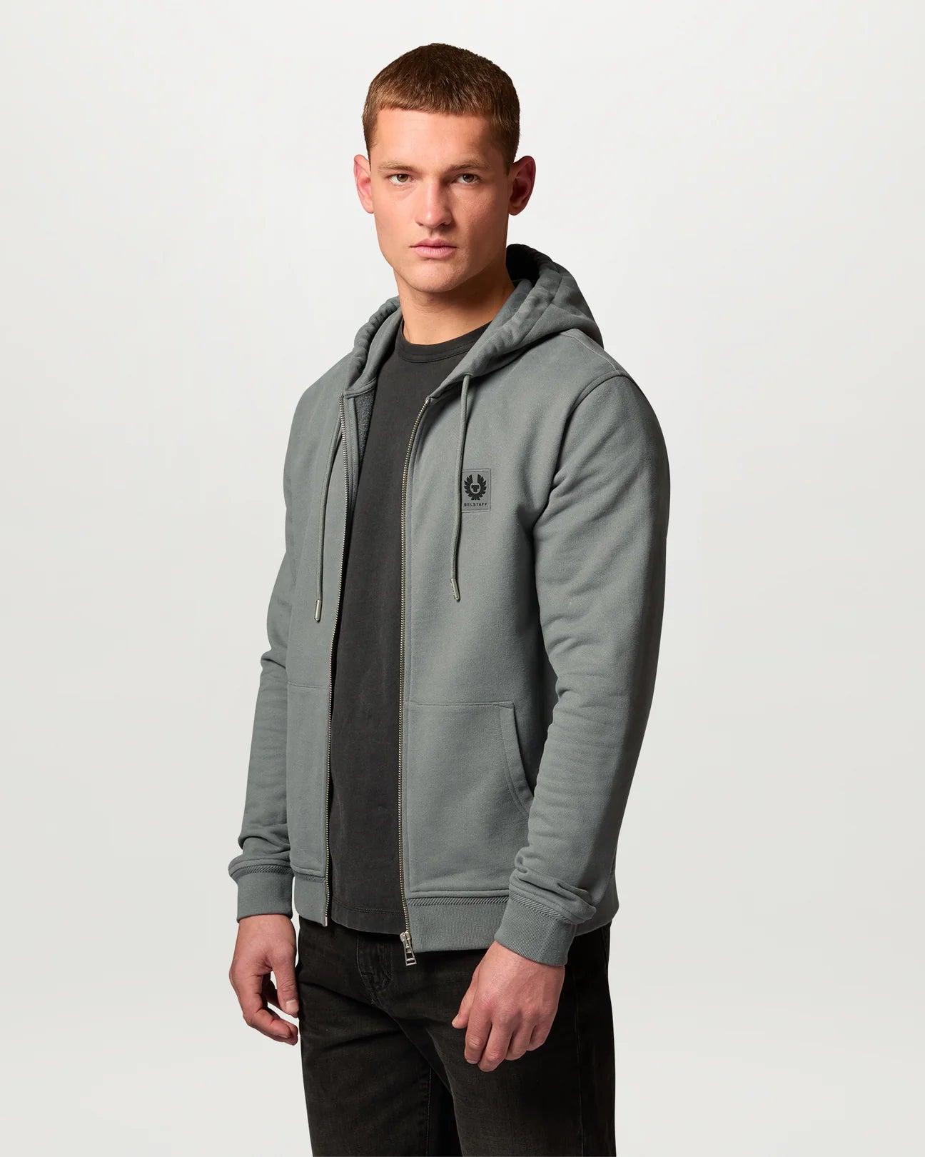 Belstaff Full Zip Men's Hoodie - Atlantic Grey - Salt Flats Clothing