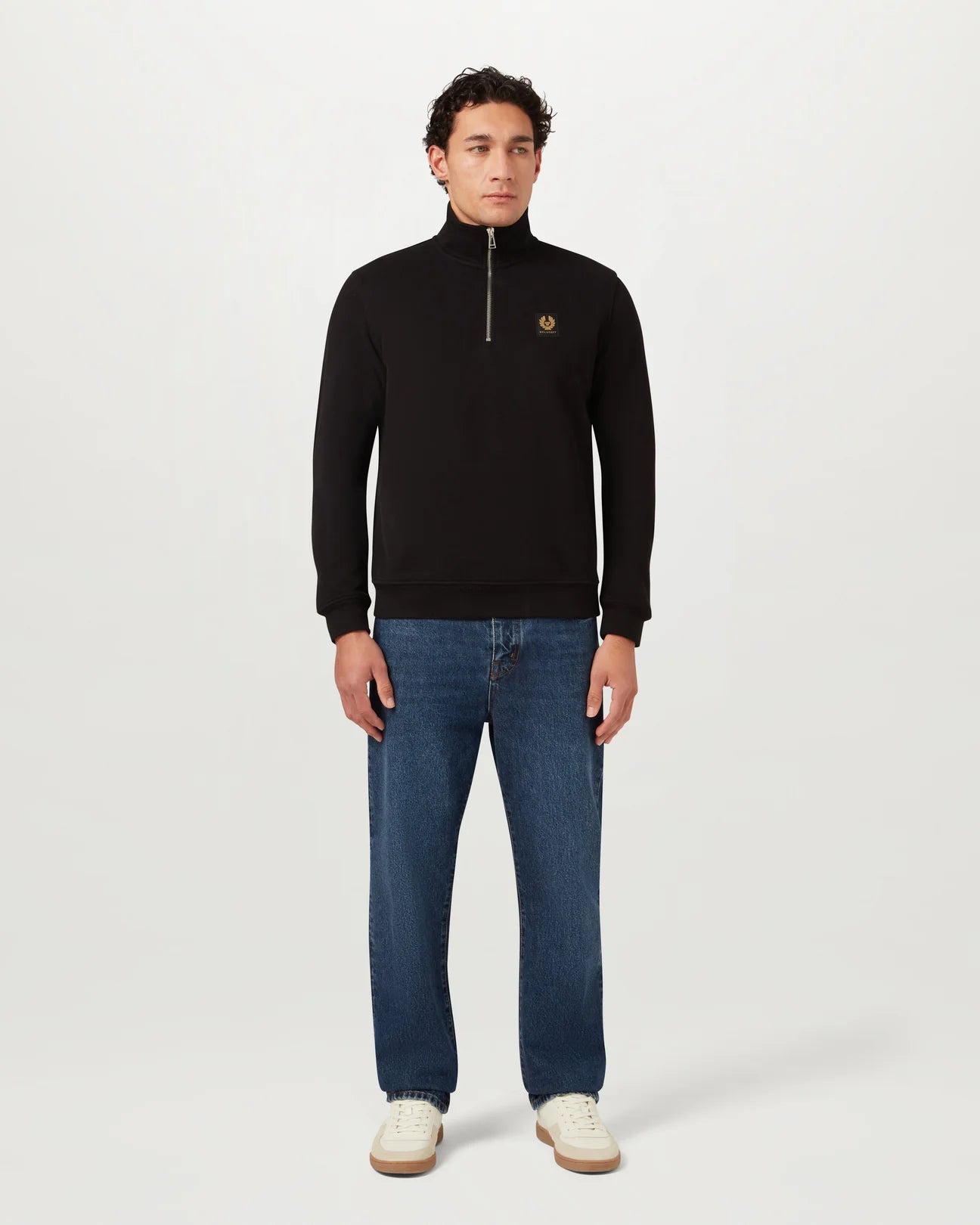 Belstaff Men's Quarter Zip Sweatshirt - Black - Salt Flats Clothing
