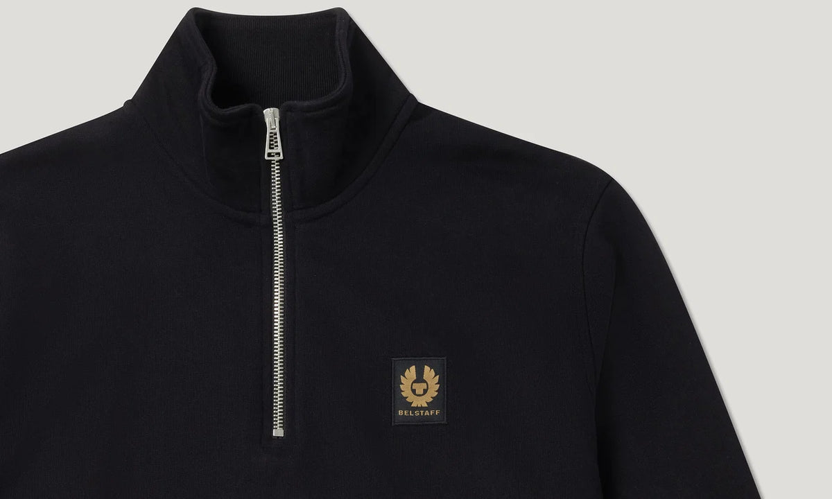 Belstaff Men's Quarter Zip Sweatshirt - Black - Salt Flats Clothing
