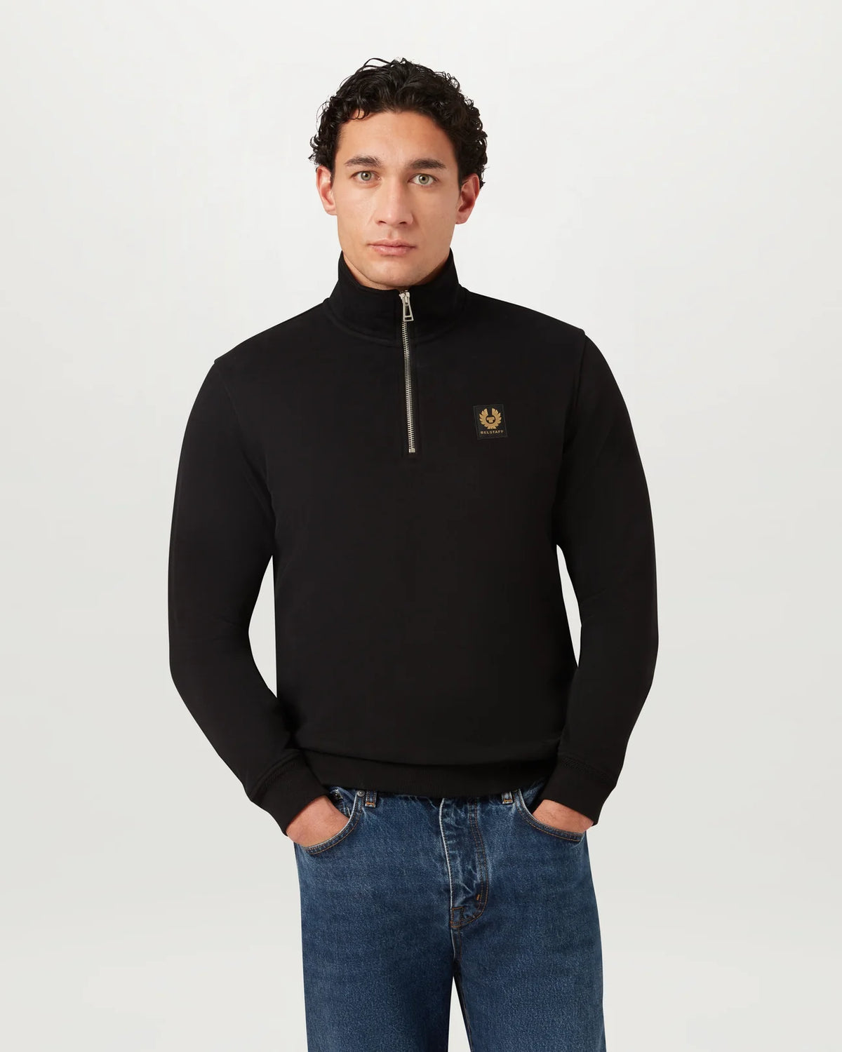 Belstaff Men's Quarter Zip Sweatshirt - Black - Salt Flats Clothing