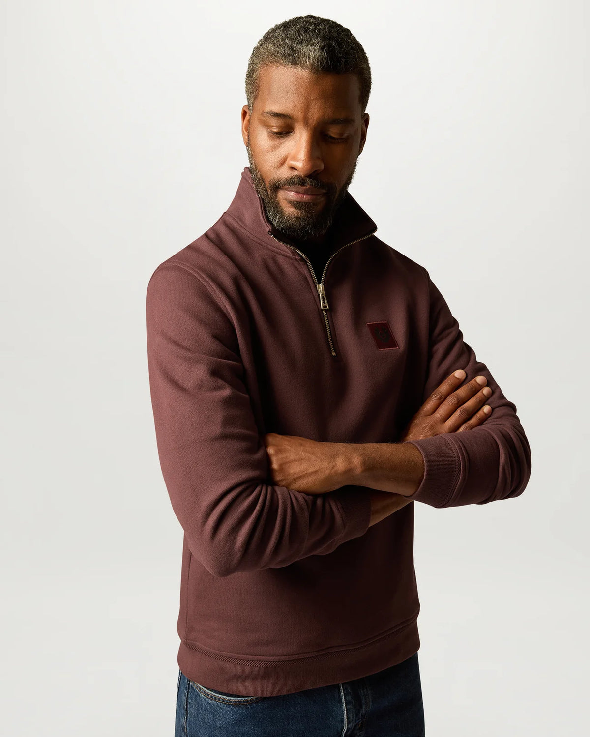 Belstaff Men's Quarter Zip Sweatshirt - Oxblood - Salt Flats Clothing