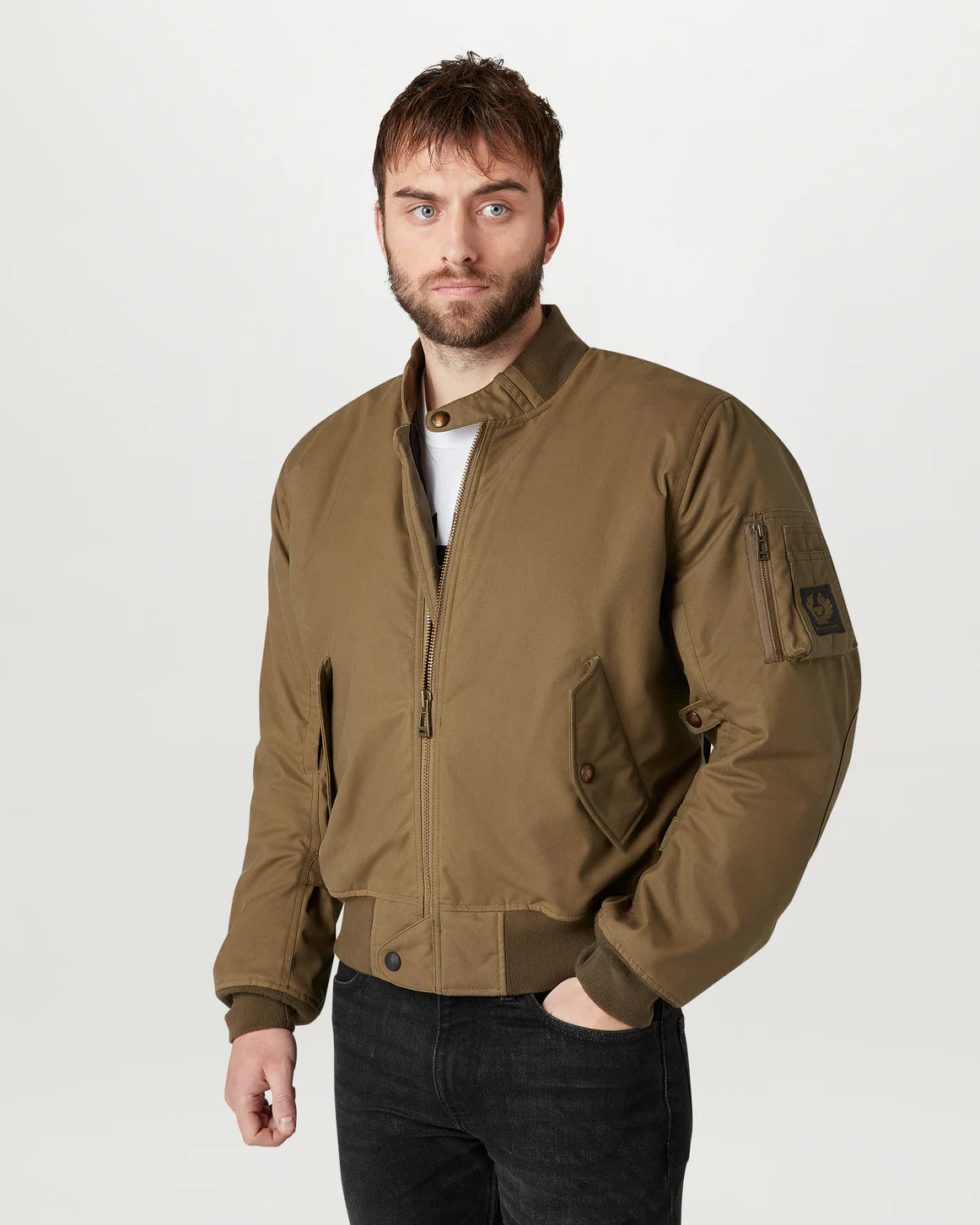 Belstaff Brecon Bomber Men's Ultracore 8oz Jacket - Olive - Salt Flats Clothing