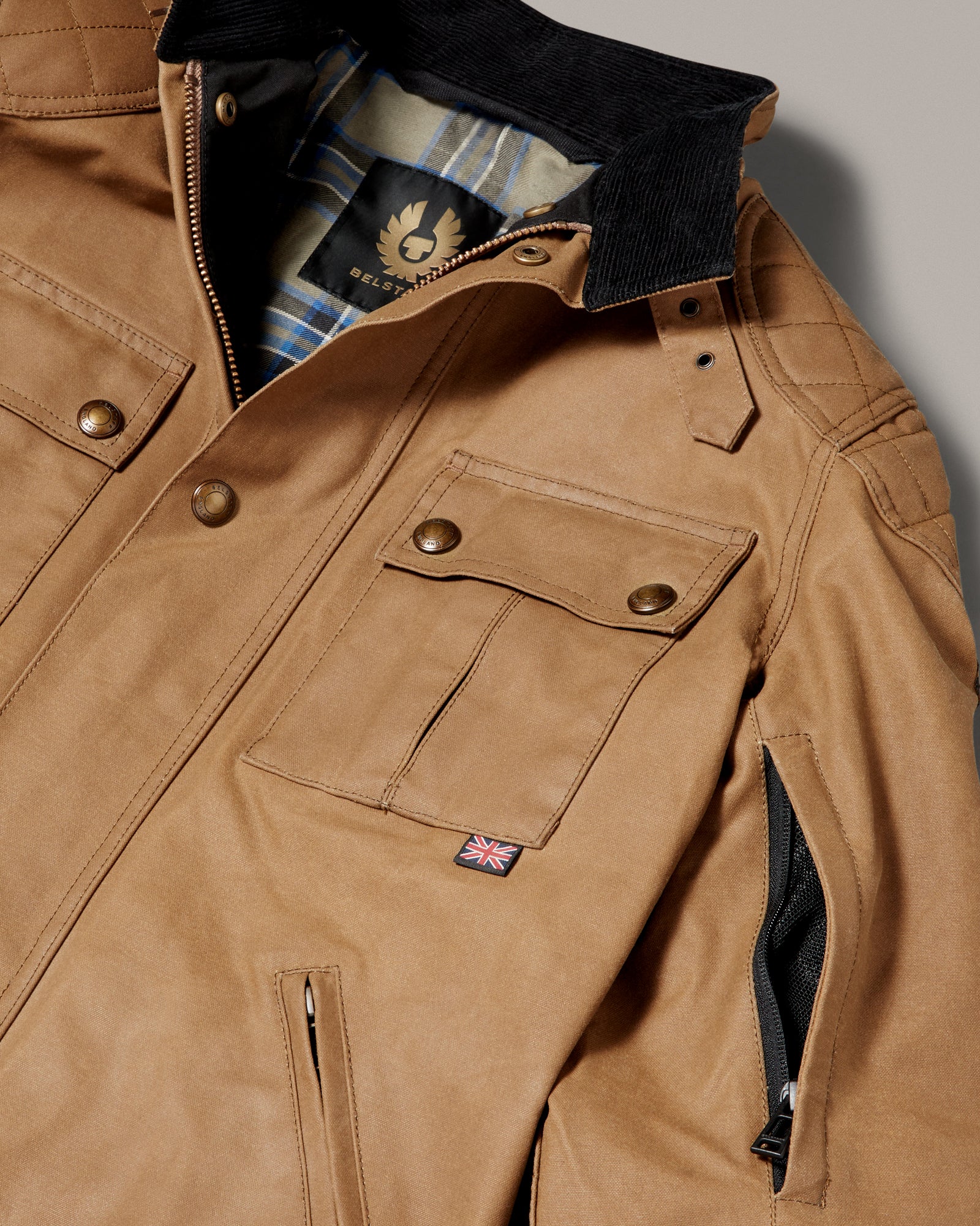 Belstaff Brooklands Men's Waxed Cotton Jacket Ultracore 8oz Sand - Salt Flats Clothing