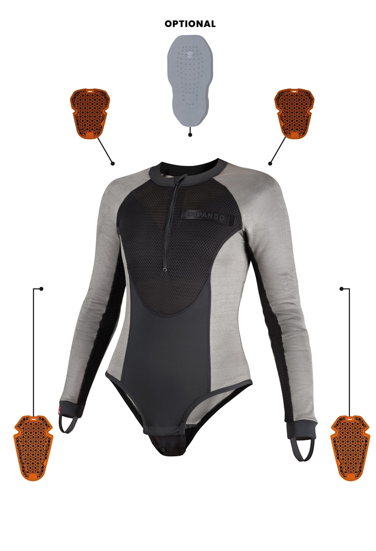 Pando Moto Bia AAA Ladies Protective Body - Grey - Salt Flats Clothing