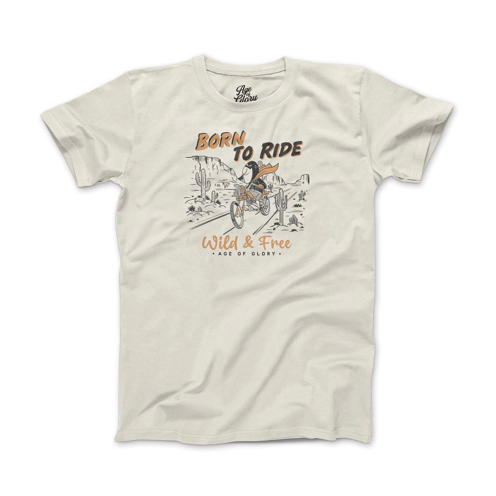 Age of Glory Born to Ride T'Shirt -  Ecru - Salt Flats Clothing
