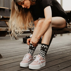 Wildust Sisters Checkerboard Grey Socks - Salt Flats Clothing