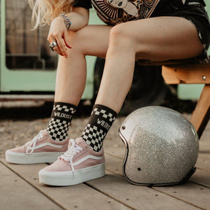 Wildust Sisters Checkerboard Grey Socks - Salt Flats Clothing