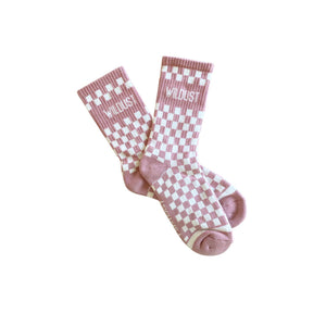 Wildust Sisters Checkereboard Pink Socks