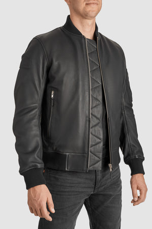 Pando Moto Falcon Aviator Men's Leather Jacket - Black - Salt Flats Clothing