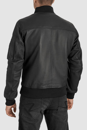 Pando Moto Falcon Aviator Men's Leather Jacket - Black - Salt Flats Clothing