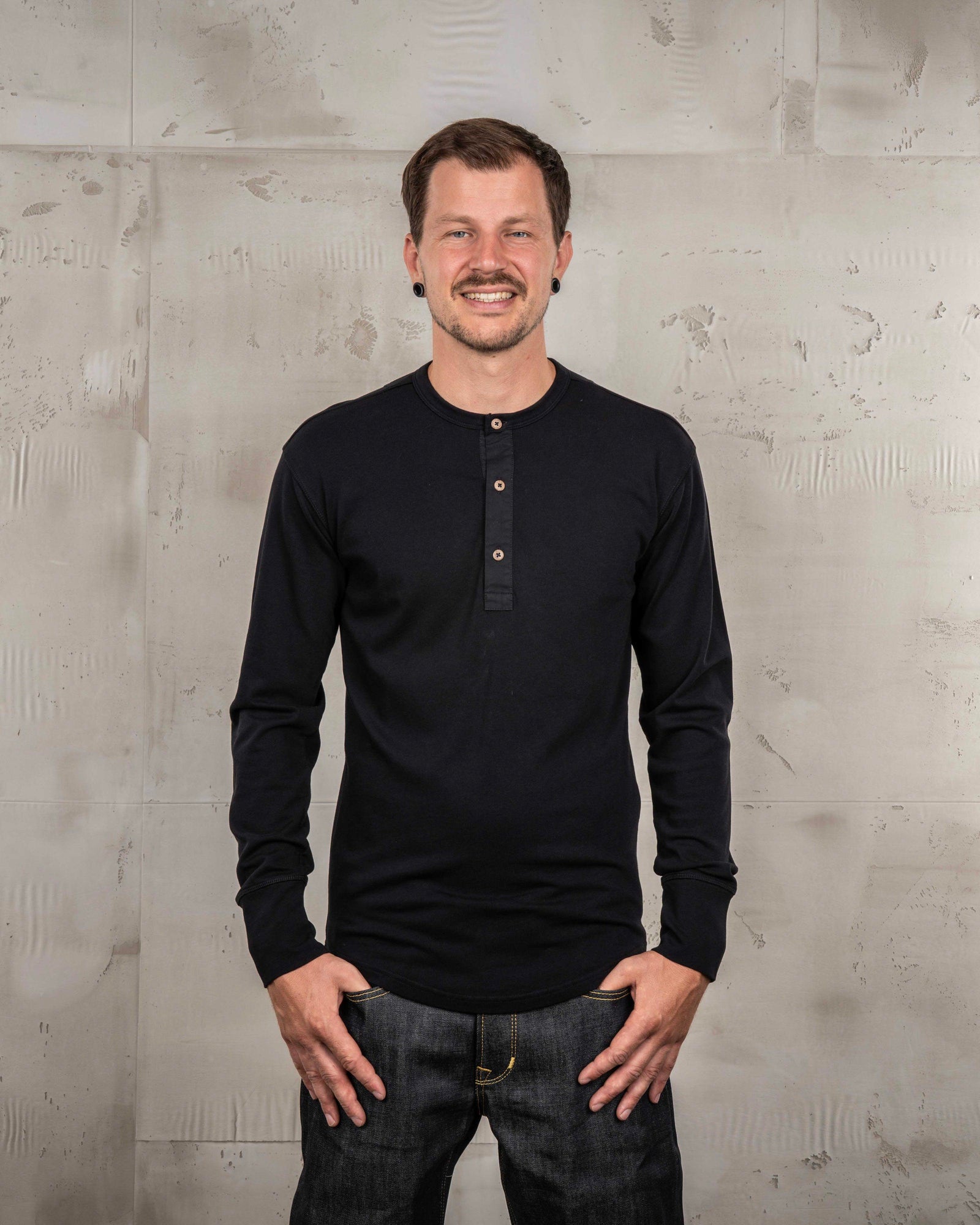 Pike Brothers 1927 Henley Shirt - Deep Black - Salt Flats Clothing