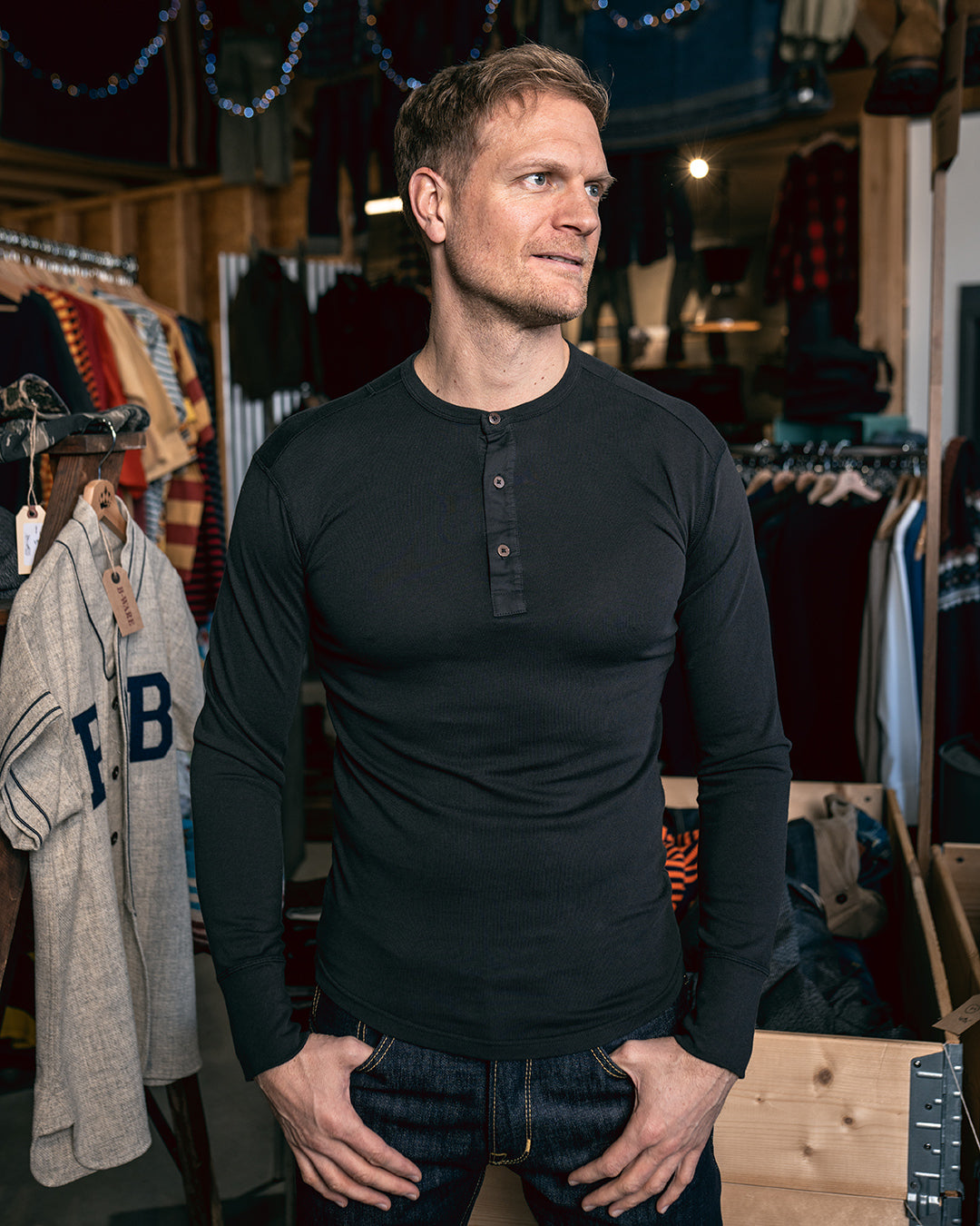 Pike Brothers 1927 Henley Shirt - Faded Black - Salt Flats Clothing