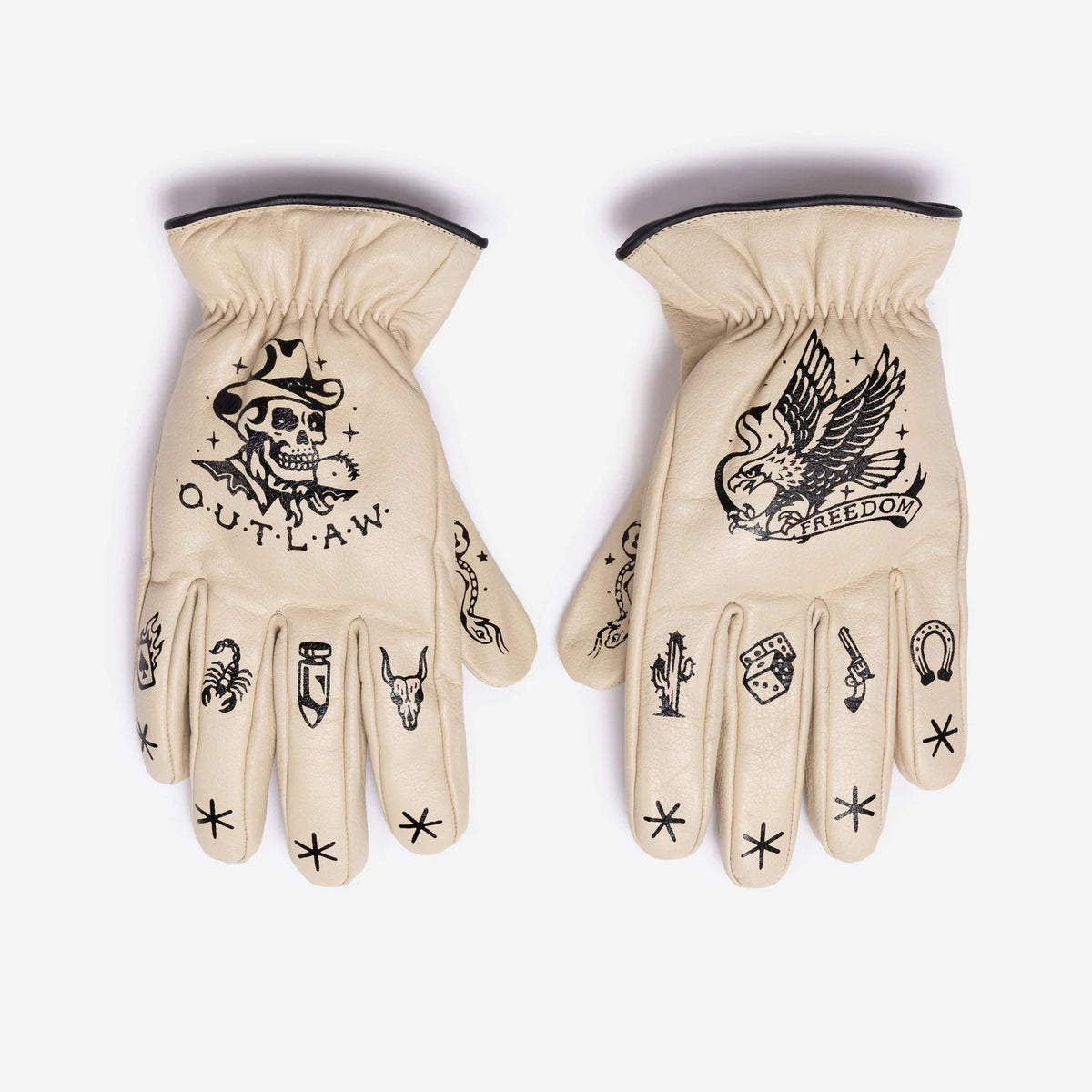 MacLeod Motor Co Outlaw Gloves - Cream - Salt Flats Clothing