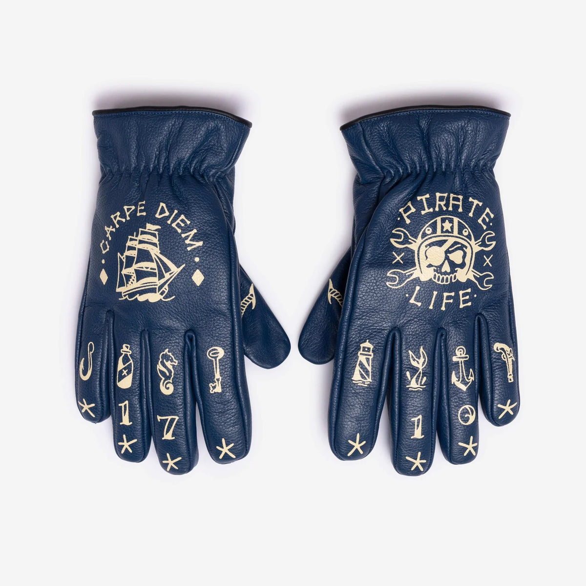 MacLeod Motor Co Carpe Diem Gloves - Blue - Salt Flats Clothing