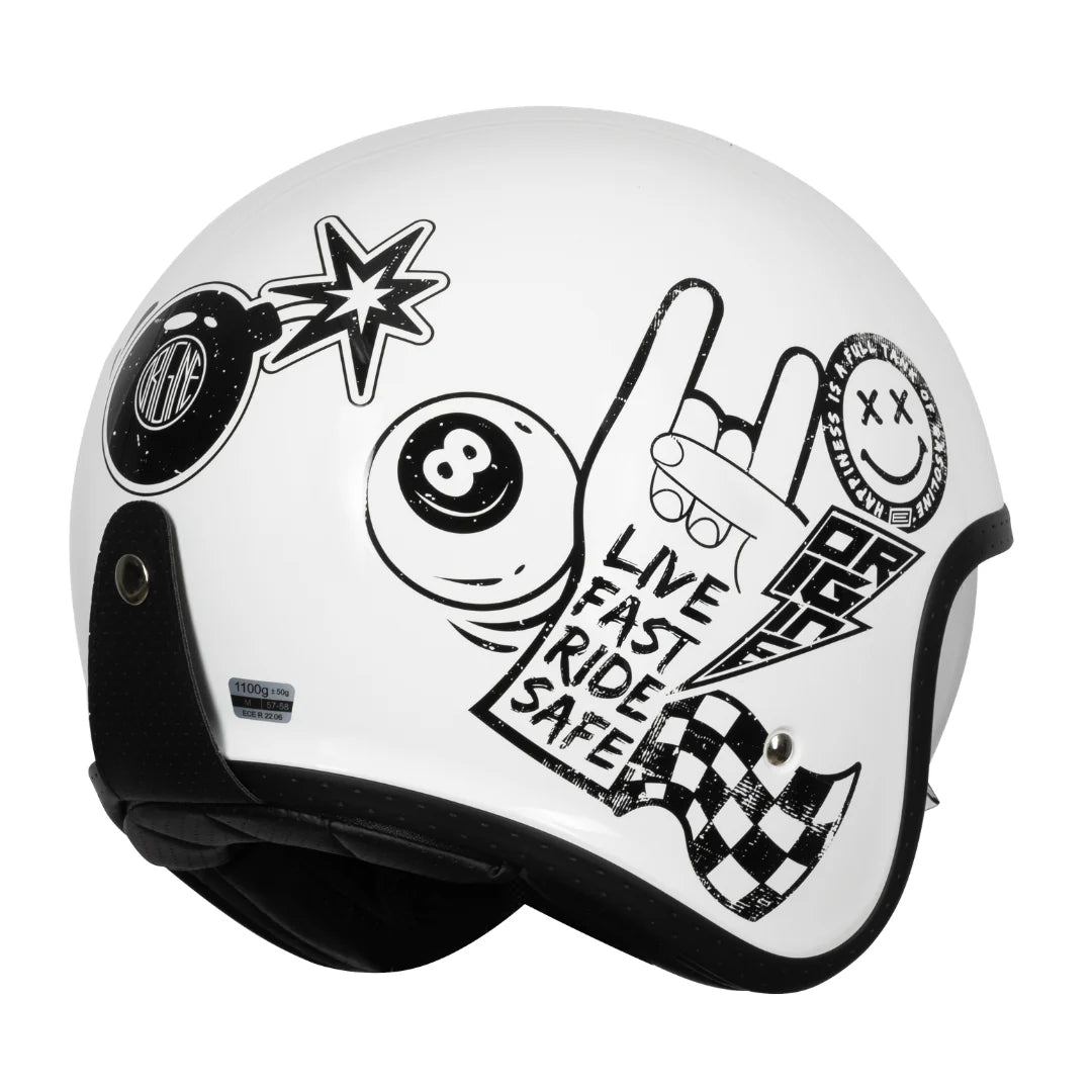Origine Spirit 22.06 Open Face Helmet - Sticky Gloss White - Salt Flats Clothing