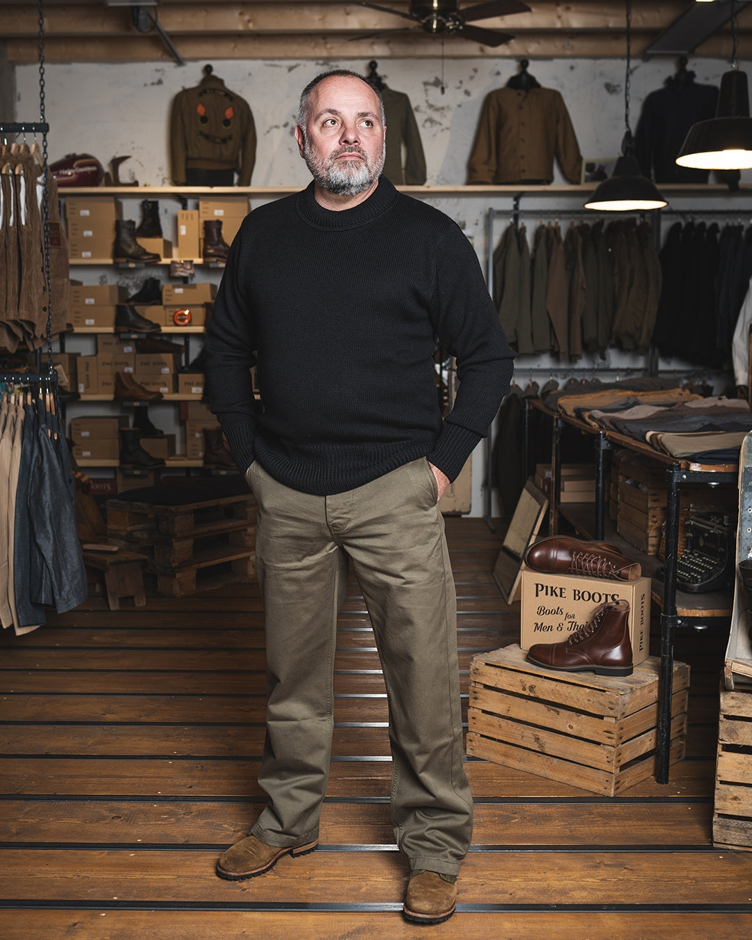 Pike Brothers 1941 USN Seaman Sweater Black - Salt Flats Clothing