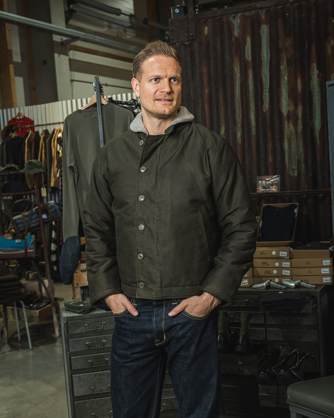 Pike Brothers 1944 N1 Deck Jacket - Waxed Olive - Salt Flats Clothing